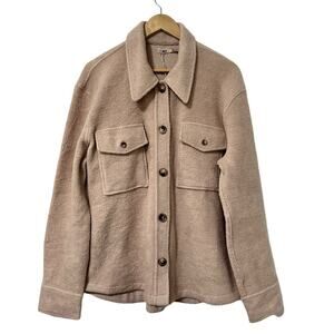 Faherty Holden High Pile Fleece Shirt Jacket‎ Size XL Pale Pink Shacket NEW